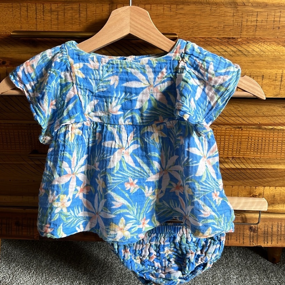 Ángel Dear Blue Island Floral Sundress